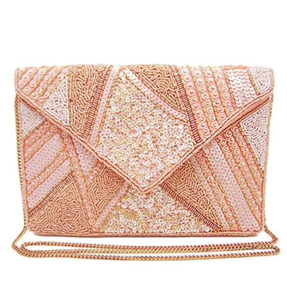 Geometric Pattern Beaded Evenlope Clutch - Picture 1 of 1